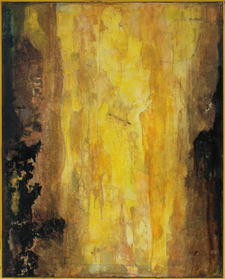 Gold / 80 x 120 cm / Mischtechnik auf Sumpfkalk , Marmormehl, Leinen / 2023 (Privatbesitz)