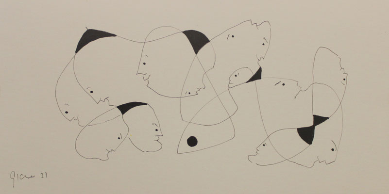 Köpfe / 30 x 40 cm / Stift auf Papier / 2023