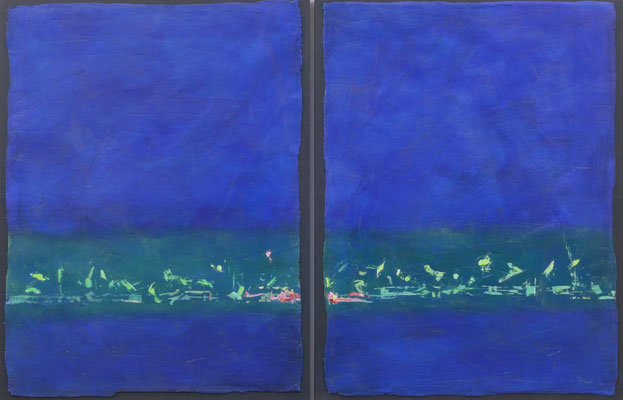 Tanz im Grünen / Acryl auf Gips, Filz / 105 x 160cm / 2016
