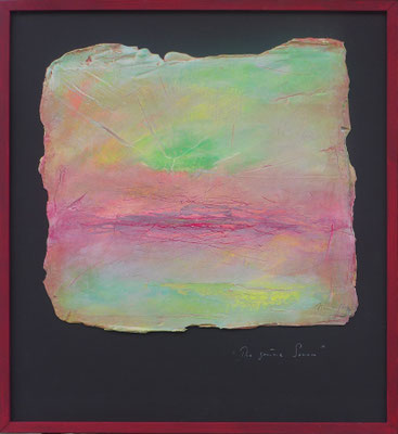 Grüne Sonne / Acryl auf Gips/Filz / 56 x 79cm / 2017