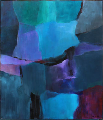 Fragile Brücke / 120 x 140 cm / Acryl. auf. Leinen / 2024 (Privatbesitz)