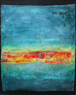 Höhenfeuer / 80 x 100 cm / Acryl a. Gips/Filz / 2016