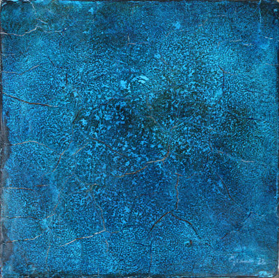 Blau / 35 x 35 cm / Mischtechnik a. Lehm/Holz / 2022