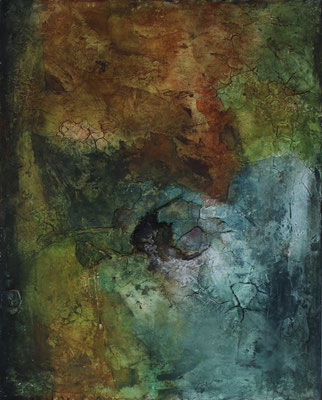 Fragile Kraft / 80 x 100 cm / Mischtechnik auf Sumpfkalk, Marmormehl, Leinen / 2023