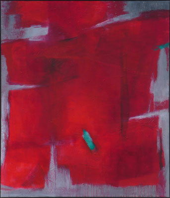 Grün im Rot / Mischtechnik / 120 x 140cm / 2018. (Privatbesitz)