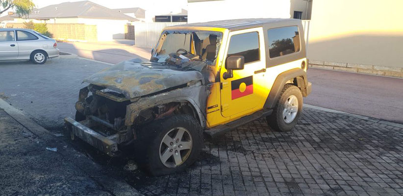 Australia Day firebomb attack of our FPRM WA mascot 2019 