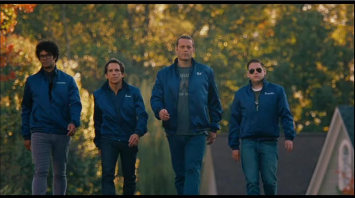 ausgerechnet die größten Deppen der Stadt wollen diese beschützen. von links nach rechts: Richard Ayoade als Jamarcus, Ben Stiller als Evan, Vince Vaughn als Bob und Jonah Hill als Franklin