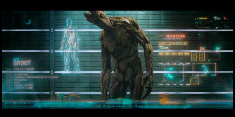 mit Groot sind zwei der fünf Hauptfiguren im Film voll animiert. So schweigsam die baumähnliche Kreatur auch ist, so unterhaltsam ist sie