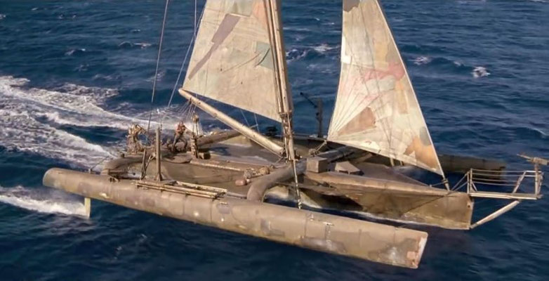 der Trimaran des Mariner, vielleicht eine der überzeugendsten Requisten im Film