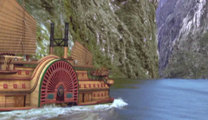 Mittelmäßige CGI, statt eines echten Raddampfers, schade