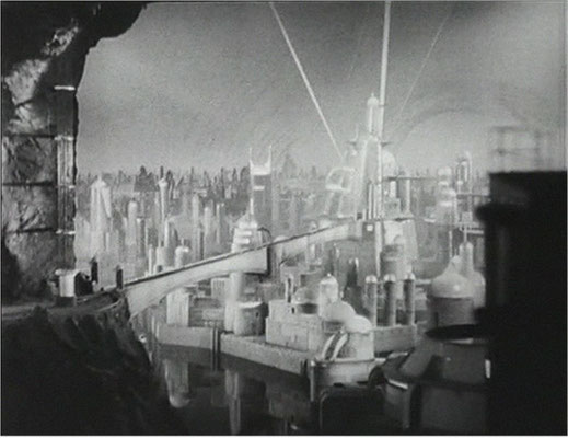 abseits der Westernelemente ist der SciFi Anteil sehr hoch. Hier die Stadt Murania, teils als Modell und teils als Mattepainting gefertigt
