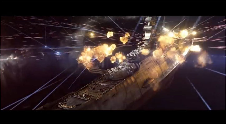 die CGI Effekte sind für eine verhältnismäßig kostengünstige Produktion wie diese auf sehr gutem Niveau. Hier: Raumkreuzer der Gamilon