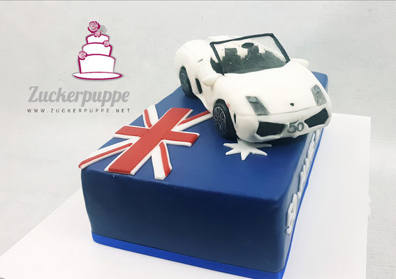 Australienflagge und Lamborghini Gallardo lp560-4 Spyder aus Zucker zum 50. Geburstag von Martin