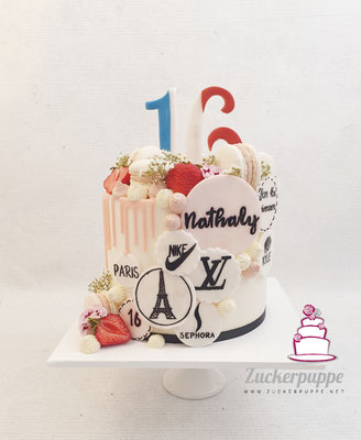 Dripcake zum Thema Paris zum 16. Geburtstag von Nathaly