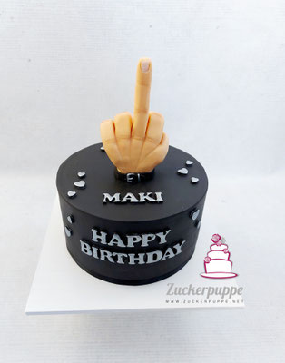 Handmodellierte Hand mit Stinkefinger zum 32. Geburtstag von Marko