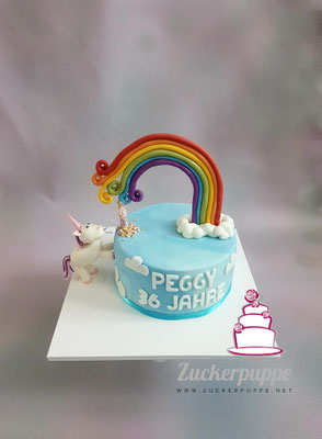 Ein Einhorn mit Regenbogen zum 36. Geburtstag von Peggy