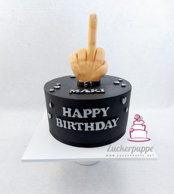 Handmodellierte Hand mit Stinkefinger zum 32. Geburtstag von Marko