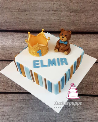 Krone und Teddybär zum 1. Geburtstag Elmir