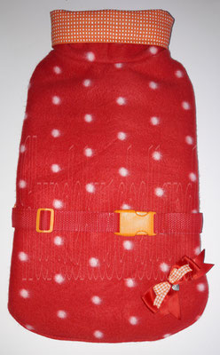 Hundemantel rot/orange aus Fleece ,wattiert ,innen Baumwolle ,verstellbar 45,95€