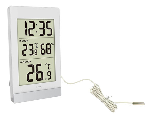 Thermometer mit Sensor zur Themperaturkontrolle beim Glätten welliger Schallplatten im Backofen