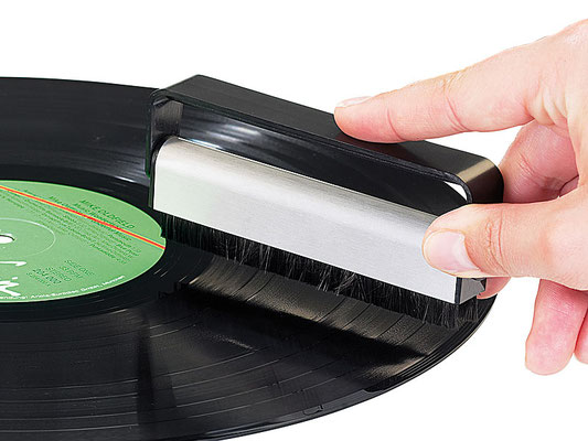 Samtkissen Plattenbürste für Schallplatten und Tonabnehmer Reinigung schwarz 