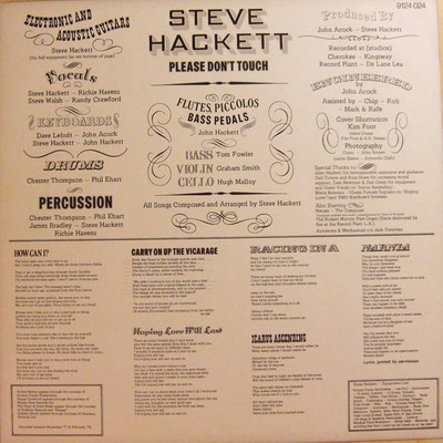 Steve Hackett - Please Don't Touch (GER 1978, Charisma /  9124 039)