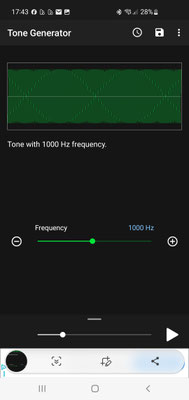 Anzeige der Frequenzgenerator-App auf dem Smartphone 