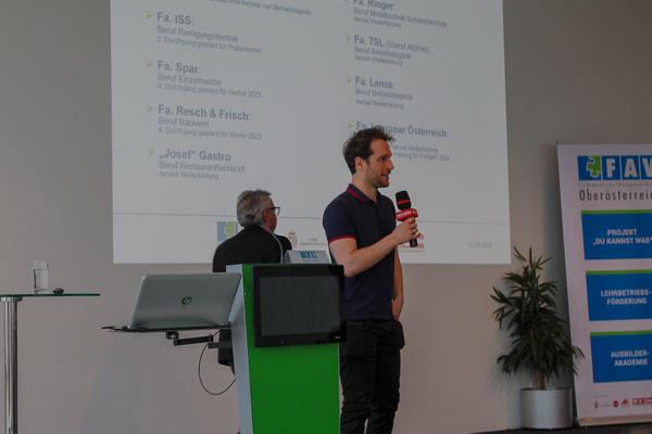 Vertreter der Firma Resch&Frisch berichtet über betriebliche Erfahrungen mit dem Projekt