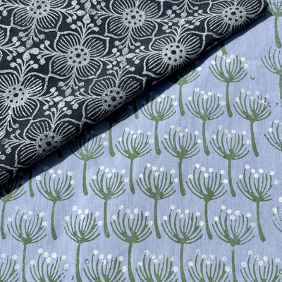 Blockprint Stempel aus meinen Atelier. Bedruckte Halstücher aus eigener Produktion in der Schweiz