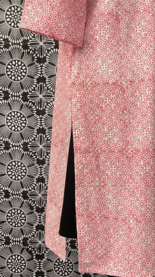 Blockprint Bluse lang mit Knöpfen und 2 Innentaschen, handbedruckt in Indien, entworfen in der Schweiz