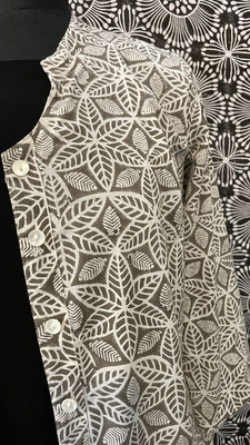 Indische Blockprint Kurta, lange Bluse mit Knöpfen und 2 Innentaschen