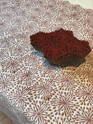 Blockprint Halstuch bedruckt mit indischen Holzstempeln 