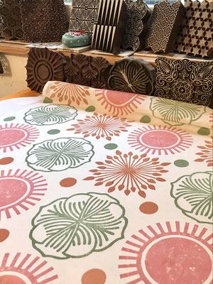 Blockprint Halstuch bedruckt mit indischen Holzstempeln