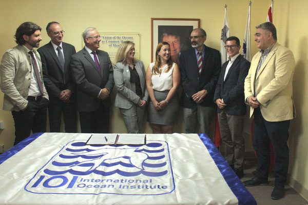 L-R: Dr Moncada, Prof. Borg, Pro-Rector Prof. J. Cacciottolo, IOI Managing Director Ms A. Vassallo, Ms T. Ellul, Prof. P. Schembri, Dr J. Evans, Prof. L. Cassar