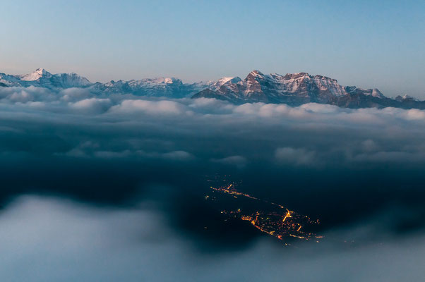 Blick vom Speer bei Morgendämmerung, St. Gallen Schweiz