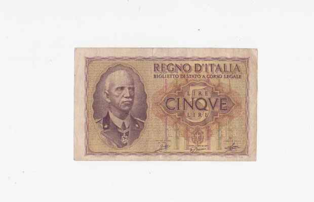 Carta Moneta 5 Lire  anni 20