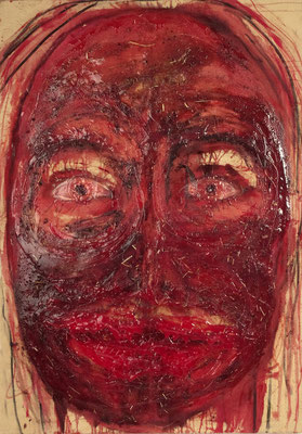Sonntags-Gesicht, 2014, Mischtechnik mit Silikon auf Leinwand 140 x 100 cm (Foto: www.foto-tham.de)