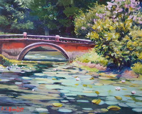 "Le pont rouge" - 24 x 19 cm - Acrylique