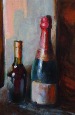 "Vin de paille et blanc de blanc" - 22 x 16 cm - Acrylique sur bois