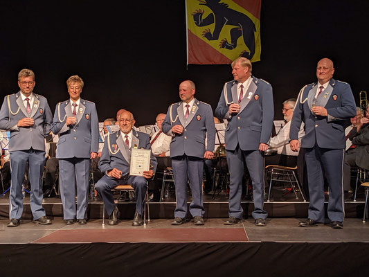 Veteranen 2021 v.l.n.r: Thomas Christen, Renate Aebersold, Walter Berger, Werner Dummermuth, Heinz Bähler, Adrian Zwahlen
