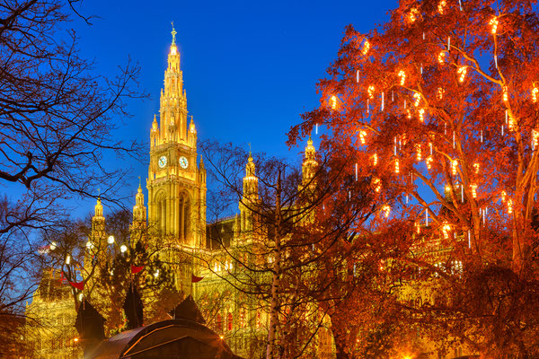 Vienna Town Hall decorated for Christmas - By S.Borisov