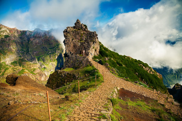 Trekking from Pico do Arieiro towards Pico Ruivo, Madeira, Portugal