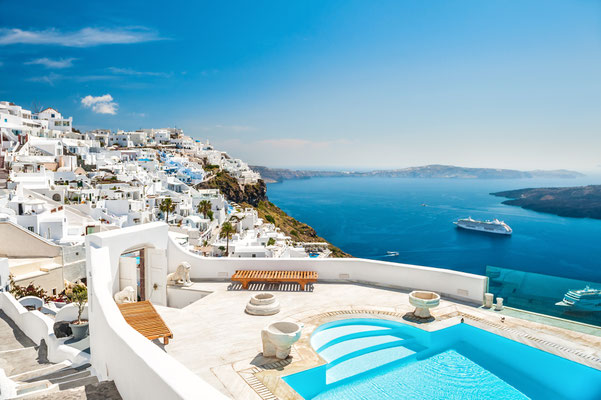 Beautiful pool in Santorini - Copyright Olga Gavrilova - Santorini European Best Destinations