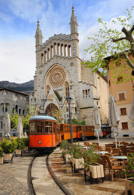 Old tram in the downtown of Soller, Mallorca, Spain by Boris Stroujko