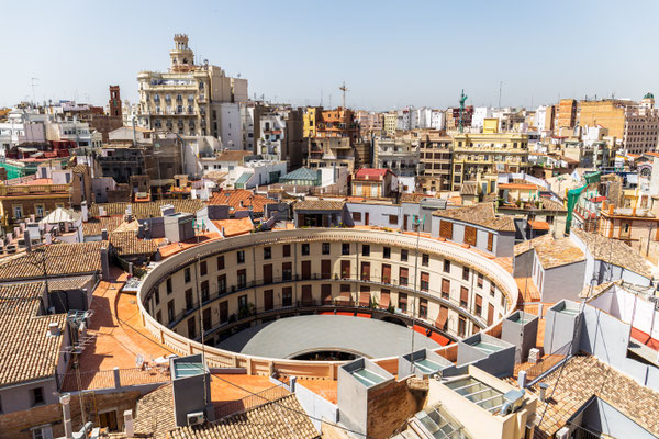 Aerial view of Plaza Redonda, Round Square, in Valencia, Spain by peresanz