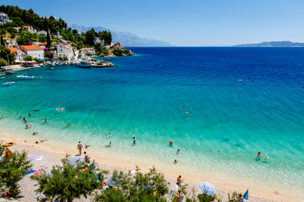 Beautiful Adriatic Beach and Lagoon with Turquoise Water near Split, Croatia by anshar