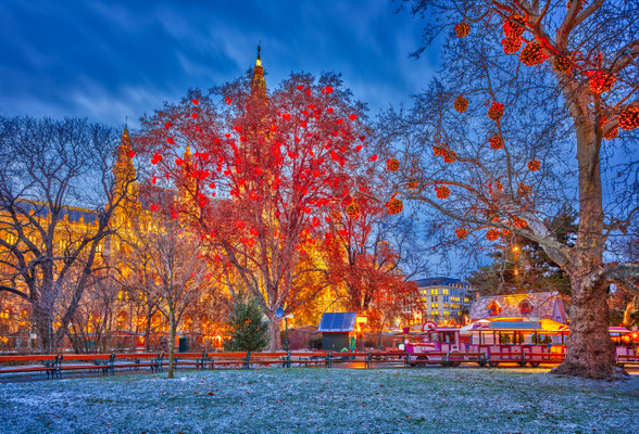 Vienna Town Hall decorated for Christmas - By S.Borisov