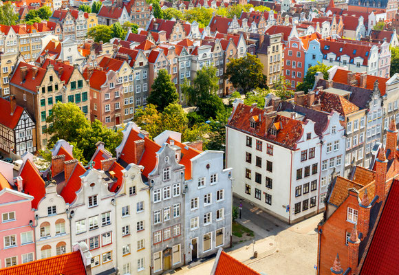 The view from the observation deck of St Mary's Cathedral in the historic center of Gdansk - kavalenkau