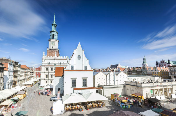 Historic Poznan City Hall located in the middle of a main square, Poland Copyright Sopotnicki