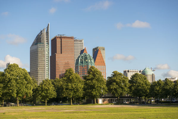 Skyline of the Hague with Skyscrapers and City Park Malieveld, the Netherlands by Wim Verhagen